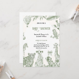 CHINOISERIE GREEN TOILE BABYSHOWER UITNODIGING
