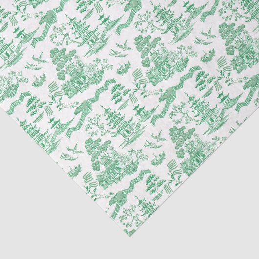 Chinoiserie Green Willow-deportpapier Tissuepapier (Detail)