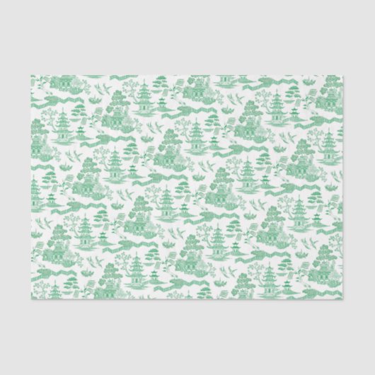 Chinoiserie Green Willow-deportpapier Tissuepapier (Voorkant)