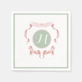Chinoiserie Groene Lint Logo Wapenschild Servet (Voorkant)