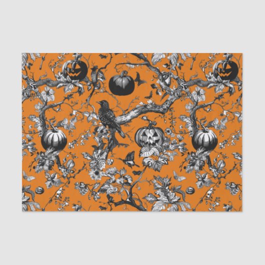Chinoiserie Halloween Crow & Jack-O-Lantern Patroo Tissuepapier (Voorkant)