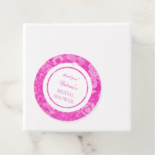 Chinoiserie helroze bloemige bruiloftsdank bedankjes labels (In situ)