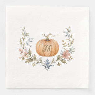 Chinoiserie Herfst Bloemige Pompoen Monogram Servet