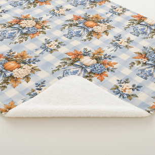 Chinoiserie Herfst Bloemige Pompoen Sherpa Deken