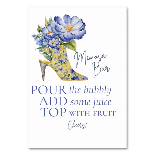Chinoiserie High-Heel Schoen Mimosa Bar Tafelbord Kaart (Voorkant)