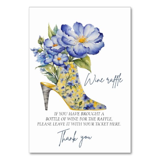 Chinoiserie High-Heel Schoen Wijn Raffle Teken Kaart (Achterkant)
