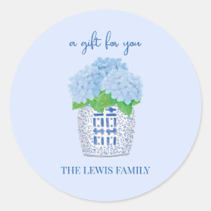 Chinoiserie Hortensia Cadeausticker Ronde Sticker