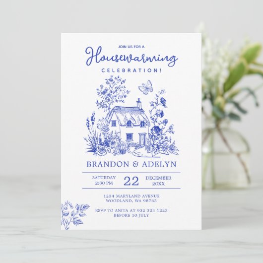 Chinoiserie Housewarming Party Home Sweet Home Kaart (Staand voorkant)