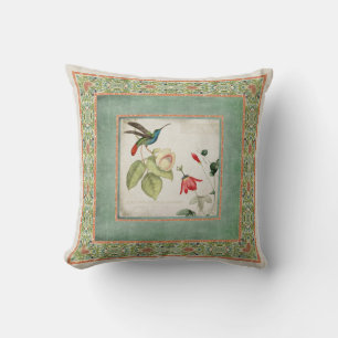 Chinoiserie  Hummingbird's in Flowers Coral Kussen