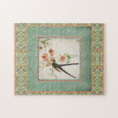 Chinoiserie  Hummingbird's in Flowers Coral Legpuzzel (Horizontaal)
