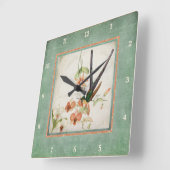 Chinoiserie  Hummingbird's in Flowers Coral Vierkante Klok (Hoek)