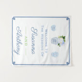 Chinoiserie Huwelijks Welkom Virtuele Achtergrond  Wandkleed (Voorkant (horizontaal))