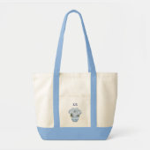 Chinoiserie Hydrangea Monogram Contrast Trim Boodt Tote Bag (Voorkant)