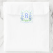 Chinoiserie Hydrangea Monogram Vierkante Sticker (Tas)