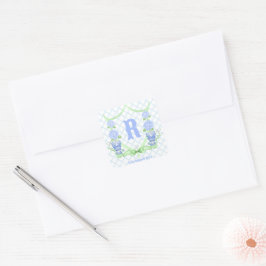 Chinoiserie Hydrangea Monogram Vierkante Sticker