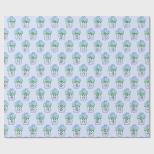 Chinoiserie Hydrangea Wrappapier Cadeaupapier (Vlak)