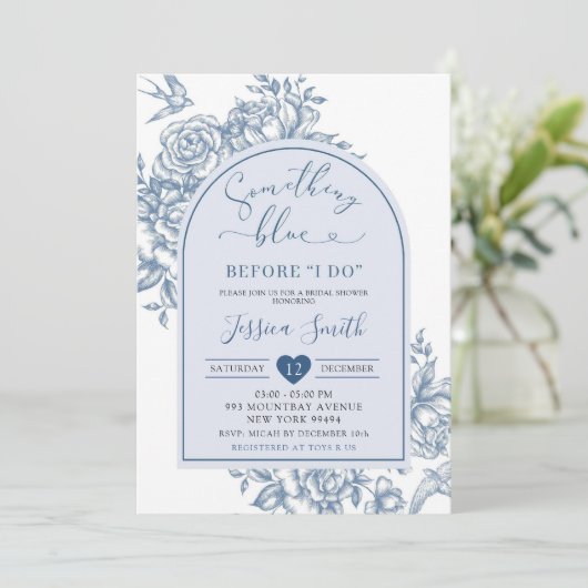 Chinoiserie iets blauw voordat ik bruids doe kaart (Staand voorkant)