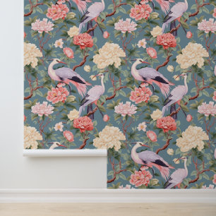 Chinoiserie Jade Bloemen & Groenten Patroon Behang