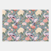 Chinoiserie Jade Pink & Navy Floral Egret Inpakpapier Vel (Voorkant)