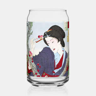 Chinoiserie Japanse Dame & Rode Kersenbloesem Blikvorm Glas