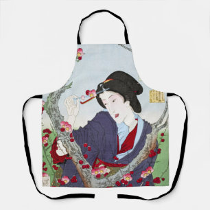 Chinoiserie Japanse Dame & Rode Kersenbloesem Schort