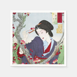 Chinoiserie Japanse Dame & Rode Kersenbloesem Servet
