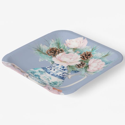 Chinoiserie Jug met Pinecones en Seashells Papieren Bordje (Gebogen)