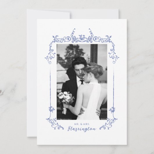 Chinoiserie kalligrafie bruiloft bedankkaart (Voorkant)