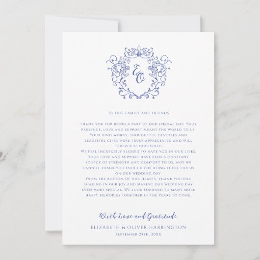 Chinoiserie  kalligrafie bruiloft bedankkaart (Achterkant)