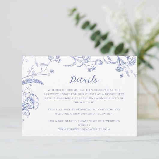 Chinoiserie  kalligrafie bruiloft details informatiekaartje (Staand voorkant)