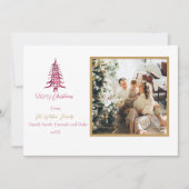 Chinoiserie Kerst Eenvoudige Rode Pagode 2-Foto Feestdagenkaart (Voorkant)