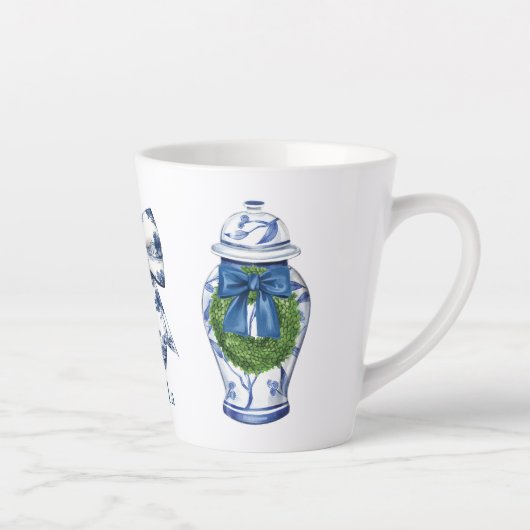 Chinoiserie Kerst Ginger Jar met Boog Latte Mok (Rechts)