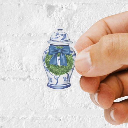 Chinoiserie Kerst Ginger Jar Vinyl Sticker