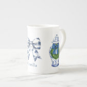 Chinoiserie Kerst Ginger Pot met Lint Porselein Kop (Voorkant rechts)