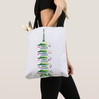 Chinoiserie Kerst Pagode Boodschappentas Tote Bag
