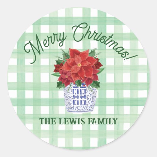 Chinoiserie Kerst sticker Gift Label (Voorkant)