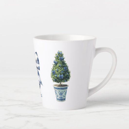 Chinoiserie Kerst Topiary Boom Latte Mok (Rechts)