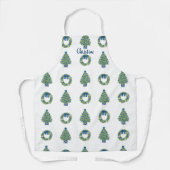 Chinoiserie Kerstbomen Krans gepersonaliseerd Schort (Voorkant)