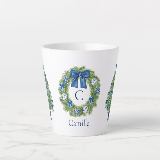 Chinoiserie Kerstboom en Krans Latte Mok (Voorkant)