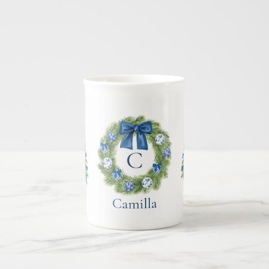 Chinoiserie Kerstboom en Krans Porselein Kop (Voorkant)