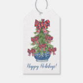 Chinoiserie Kerstboom, Grandmillenial Custom Cadeaulabel (Voorkant)