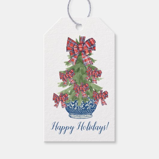 Chinoiserie Kerstboom, Grandmillenial Custom Cadeaulabel (Voorkant)