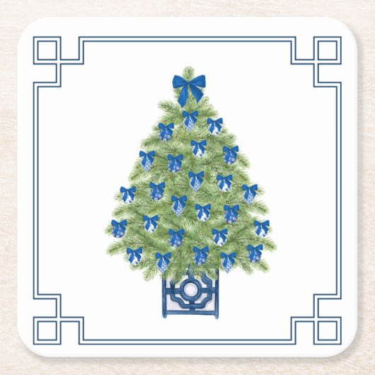 Chinoiserie Kerstboom Kartonnen Onderzetters (Voorkant)