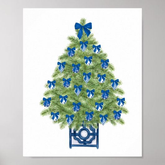 Chinoiserie Kerstboom Kunstprint Poster (Voorkant)