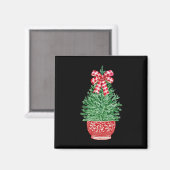 Chinoiserie Kerstboom Rood Wit Ginger Jar Ha Magneet (Voorkant / Achterkant)