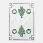 Chinoiserie Kerstboom Spiegelbeeld Theedoek (Verticaal)