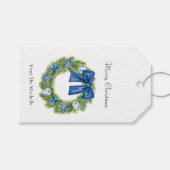 Chinoiserie Kerstkrans Cadeaulabel (Voorkant (Horizontaal))