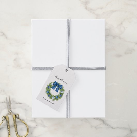 Chinoiserie Kerstkrans Cadeaulabel (Met Touw)