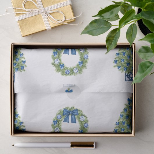 Chinoiserie Kerstmis Blauw en Wit Tissuepapier (Geschenk)