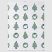 Chinoiserie Kerstmis Blauw en Wit Tissuepapier (Voorkant)